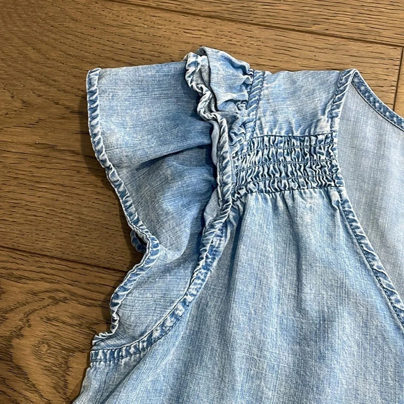 Jane + Delancey Women’s Denim Chambray Blue Casual Flowy Short Sleeve Top Size S - Picture 2 of 8